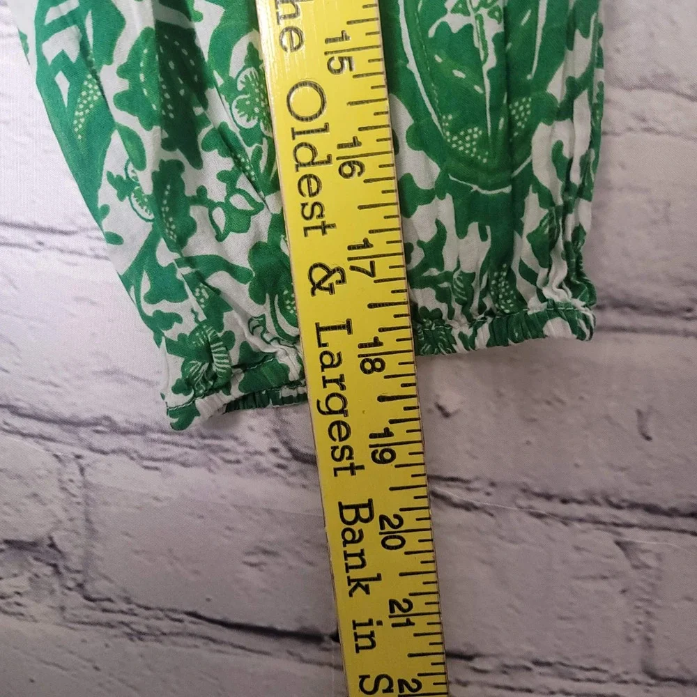 Goa Paris Green White Floral Cotton Shirt Dress 3/4 Sleeve Pockets M Cottagecore